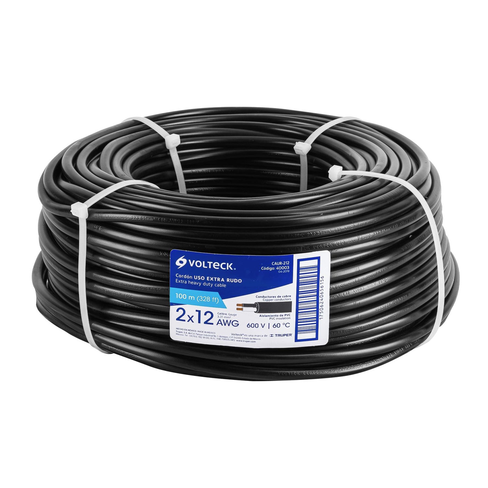 Rollo de cable calibre 12 de cobre